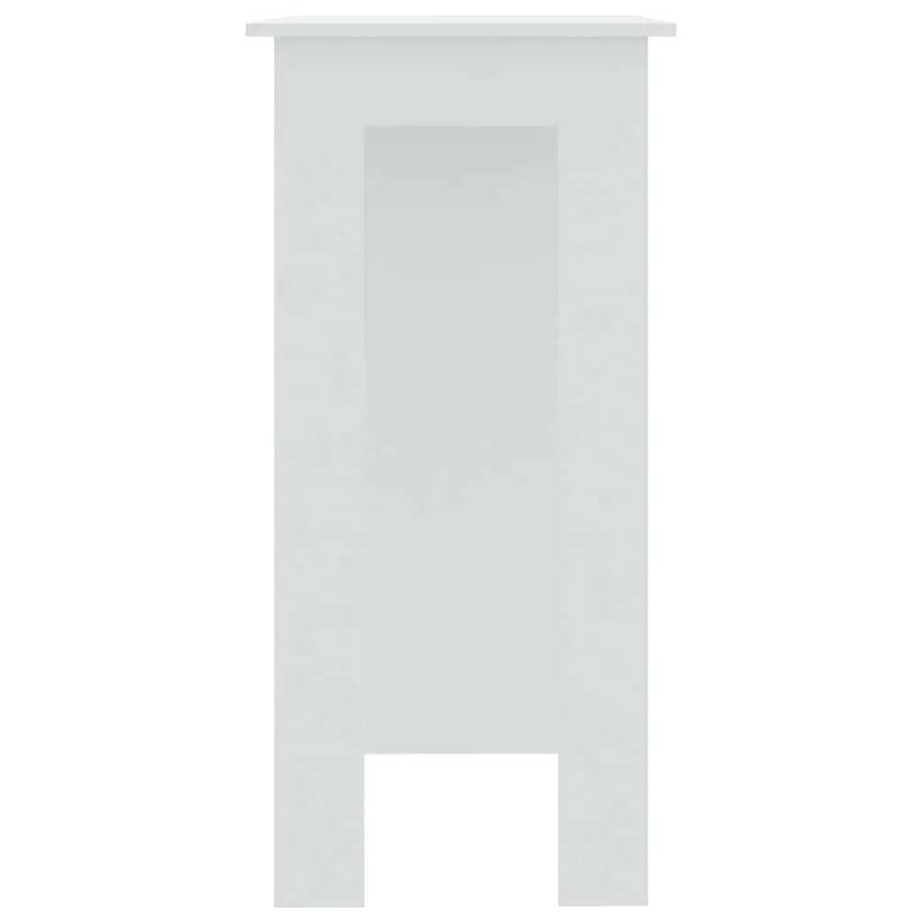 White Bar Table with Storage Shelves