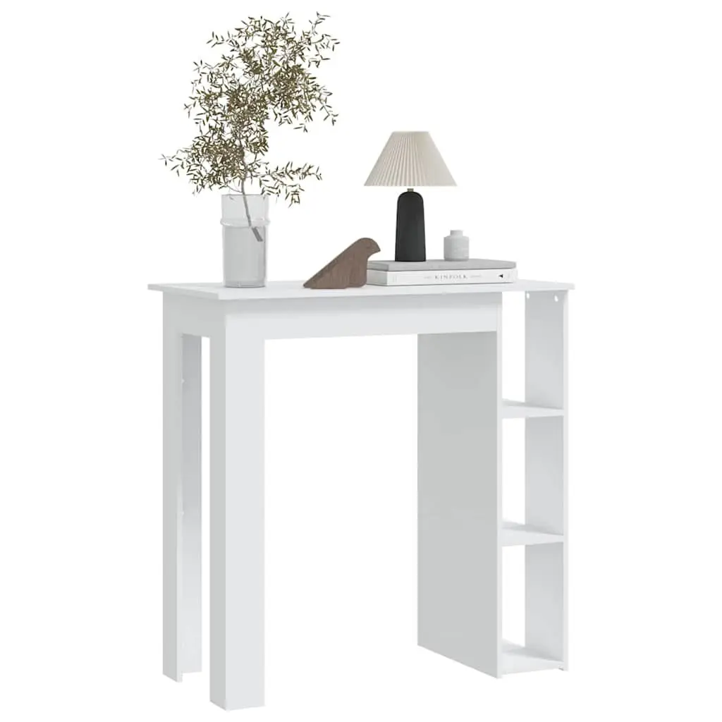 White Bar Table with Storage Shelves