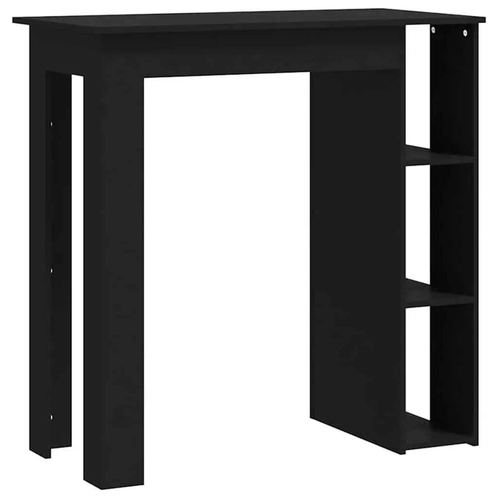Black Bar Table with Storage Shelves