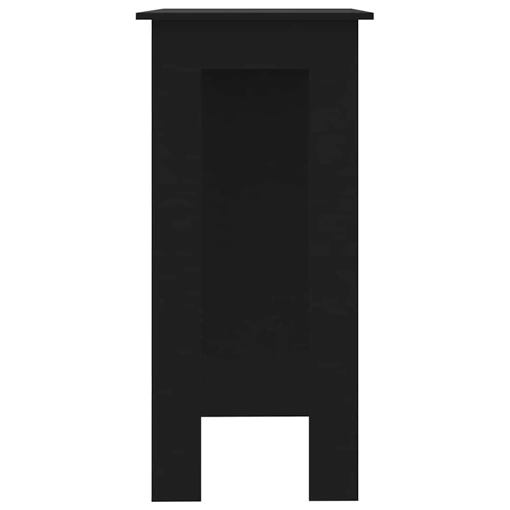 Black Bar Table with Storage Shelves