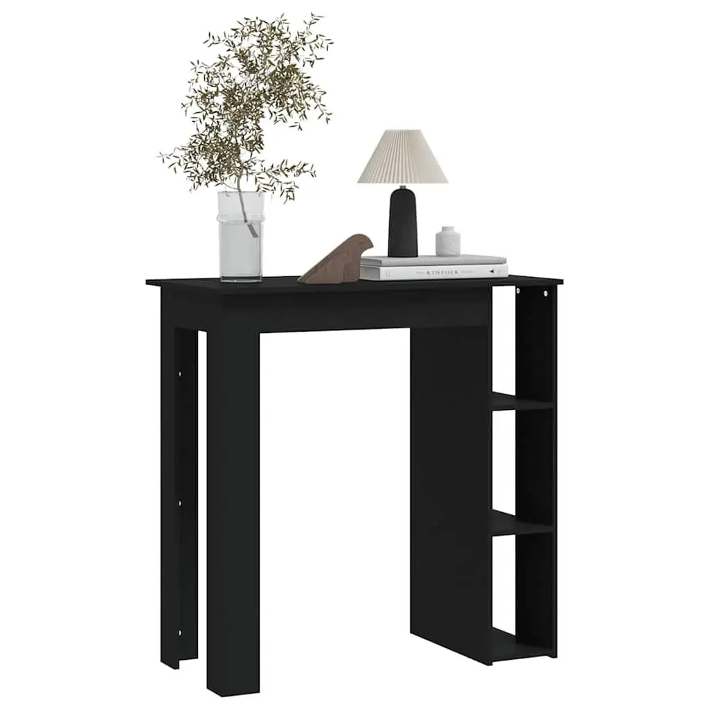 Black Bar Table with Storage Shelves