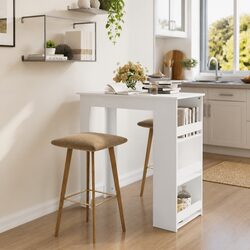 White Bar Table with Storage Racks for Modern Kitchens