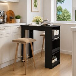 Compact Black Bar Table with Storage for Cozy Spaces