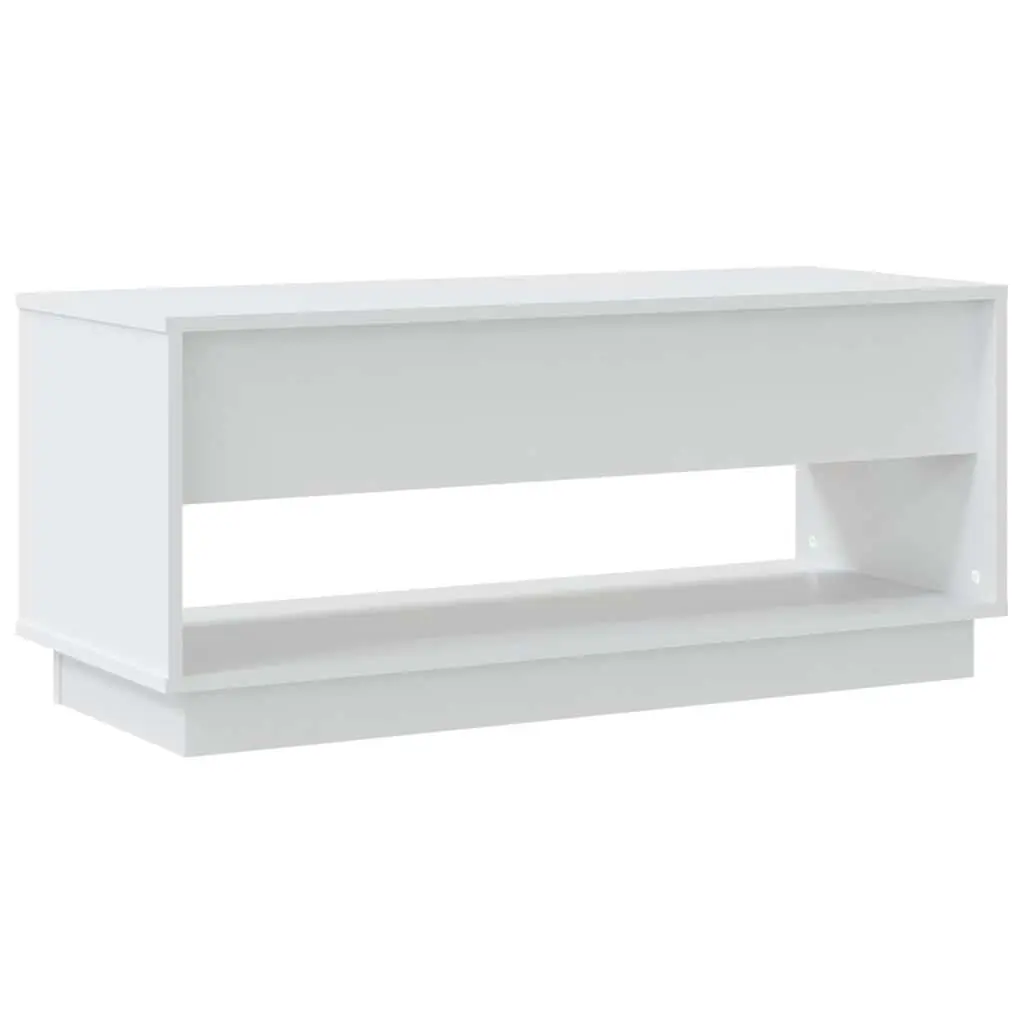 TV Cabinet White 102 x 41 x 44 cm Engineered Wood Living Room Storage Unit 2 Drawers Open Compartment Lowboard