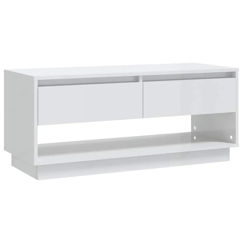 TV Cabinet White High Gloss Lowboard 102 x 41 x 44 cm Engineered Wood