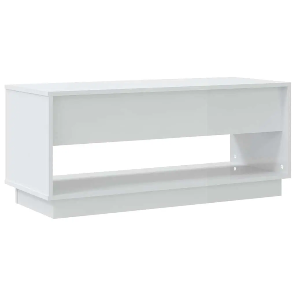 TV Cabinet White High Gloss Lowboard 102 x 41 x 44 cm Engineered Wood