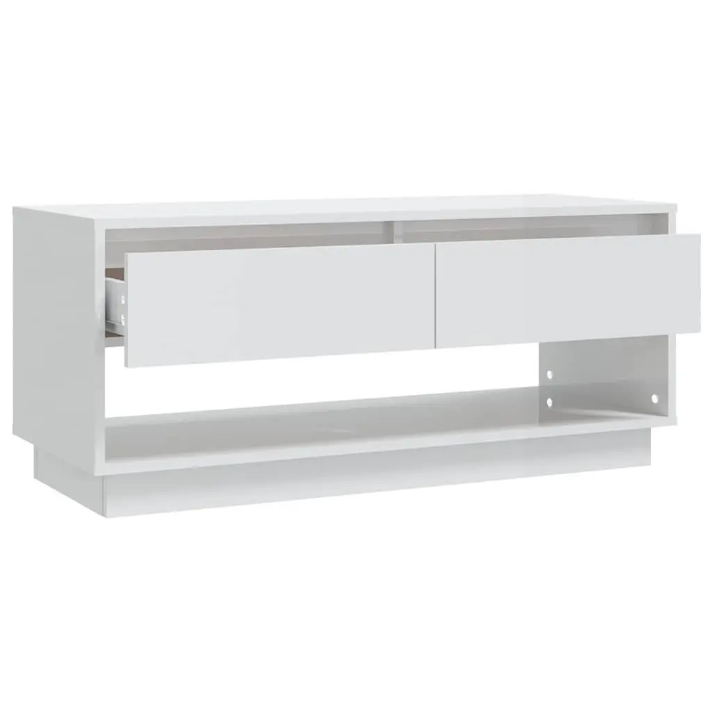 TV Cabinet White High Gloss Lowboard 102 x 41 x 44 cm Engineered Wood