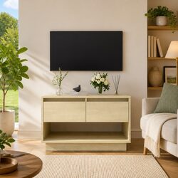 Beige Engineered Wood TV Cabinet for Living Spaces