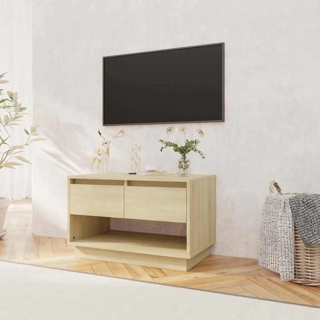 TV Cabinet Beige Engineered Wood Lowboard Living Room Storage with Drawers
