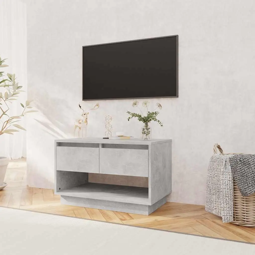 TV Cabinet Concrete Grey 70 x 41 x 44 cm Engineered Wood 2 Drawers Open Compartment