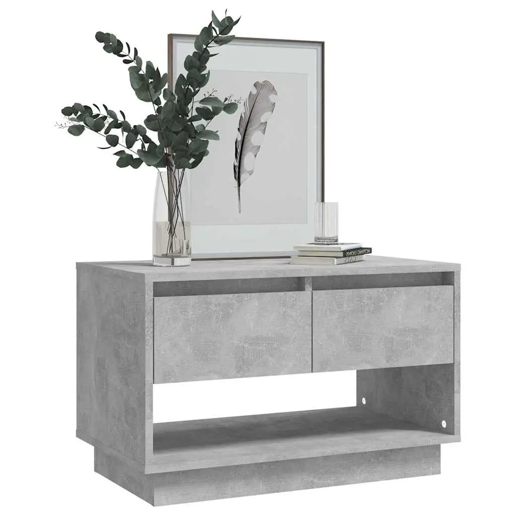 TV Cabinet Concrete Grey 70 x 41 x 44 cm Engineered Wood 2 Drawers Open Compartment