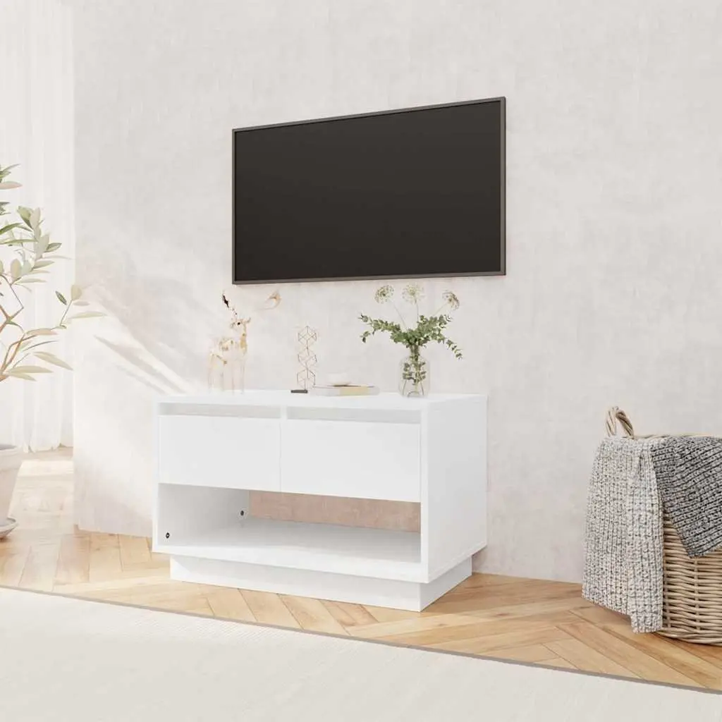 White High Gloss TV Cabinet with Drawers and Open Compartment