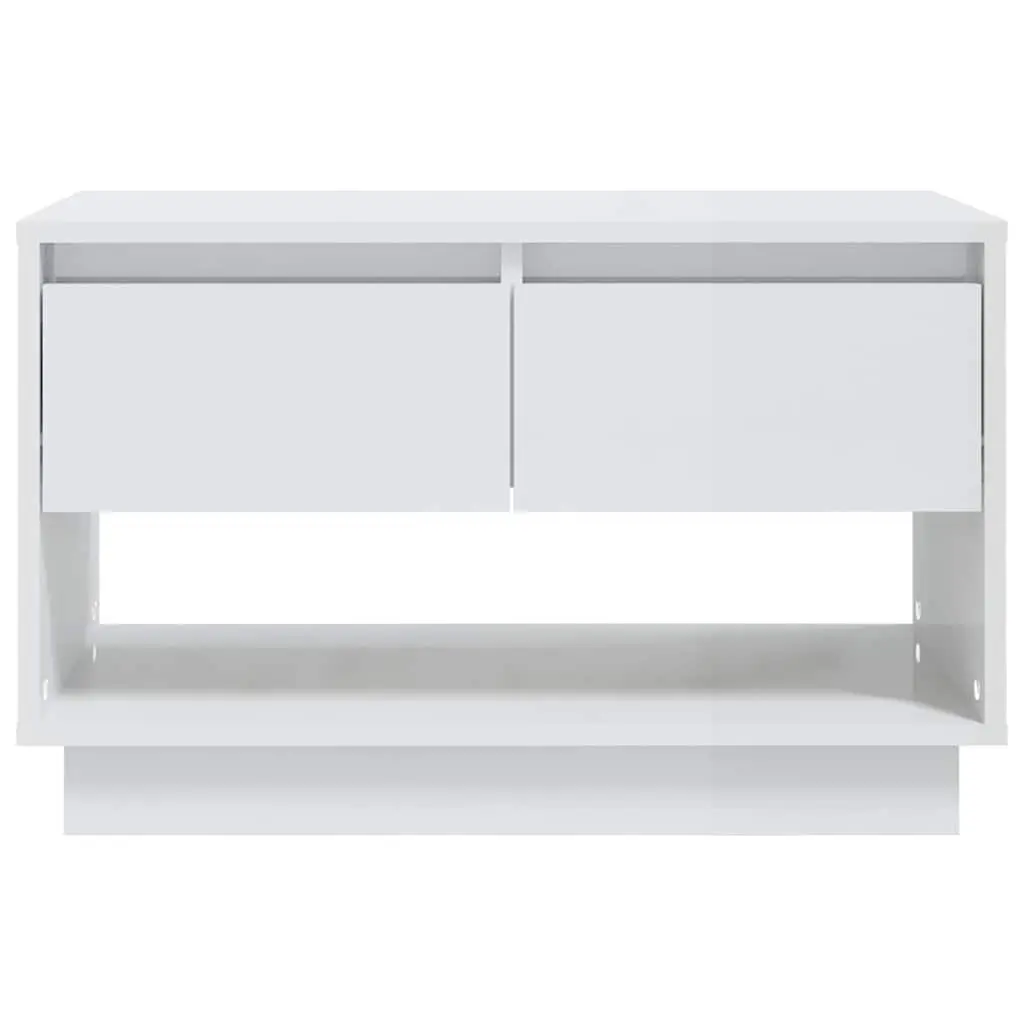 White High Gloss TV Cabinet with Drawers and Open Compartment