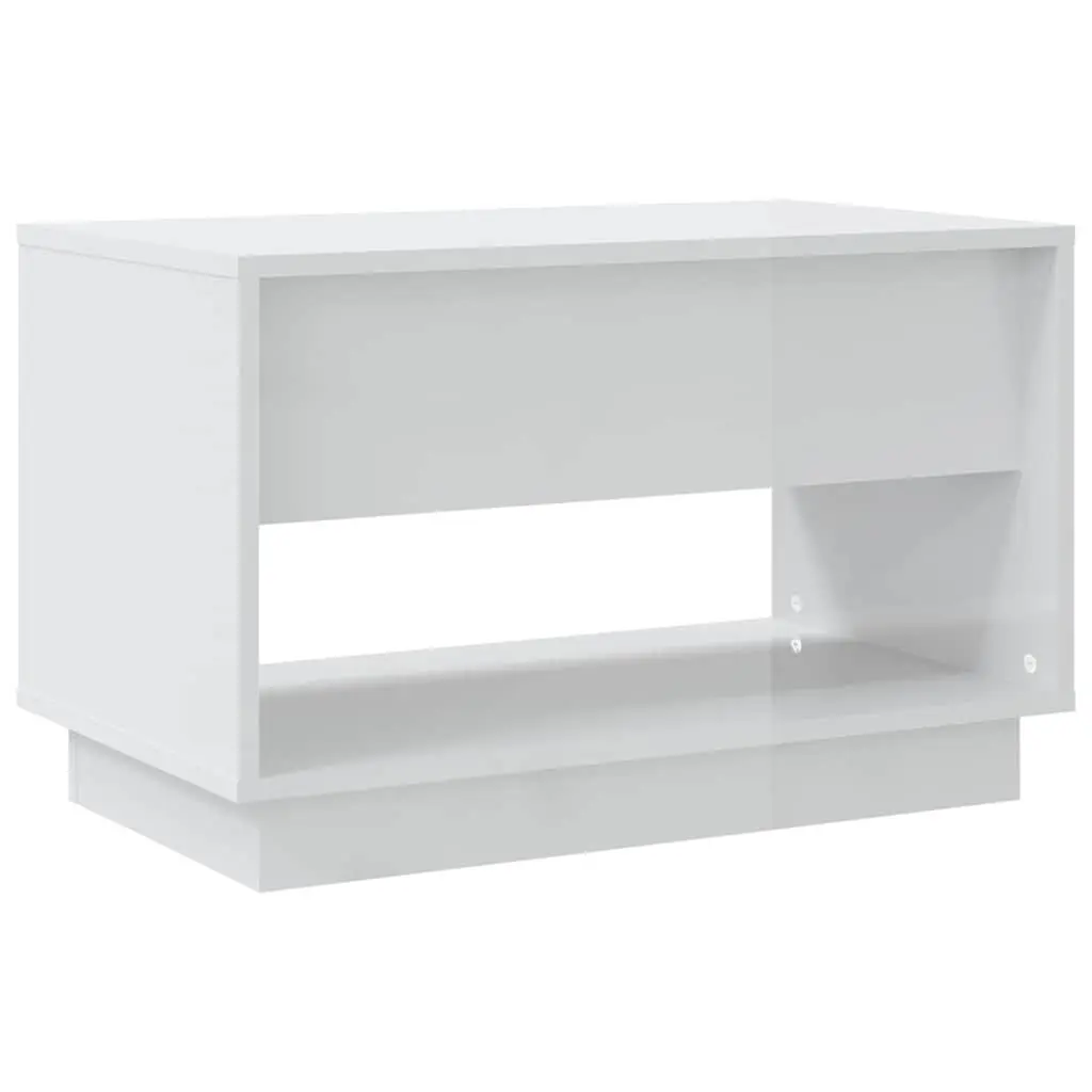 White High Gloss TV Cabinet with Drawers and Open Compartment