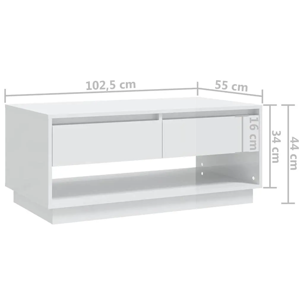 White Coffee Table with Storage Drawers