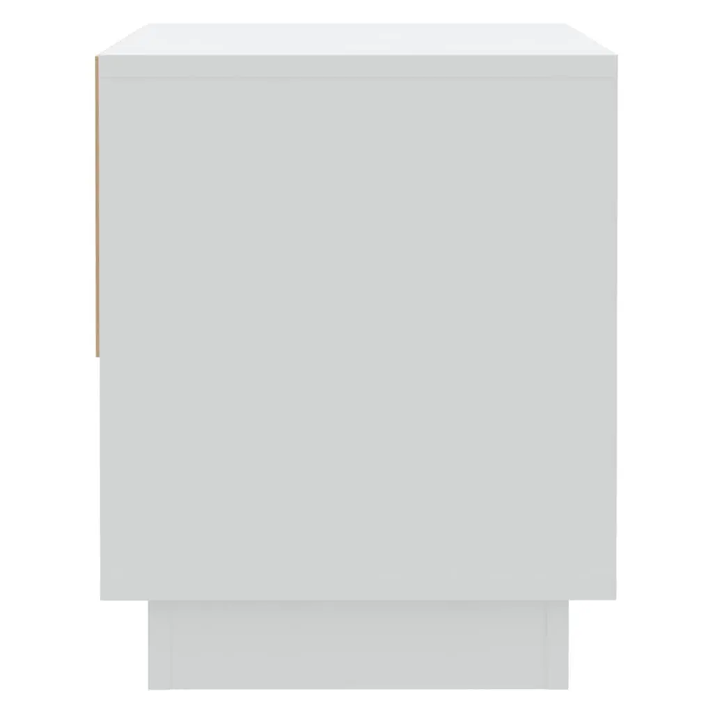 Nightstand White Engineered Wood Bedside Cabinet with Drawer and Open Storage Compartment