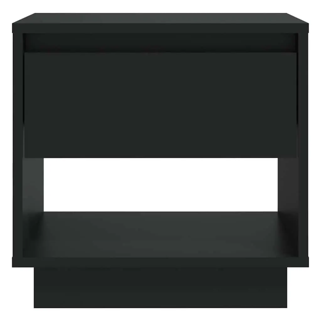 Bedside Cabinets Black 45x34x44 cm Engineered Wood Storage Nightstand Drawer Open Compartment Set of 2