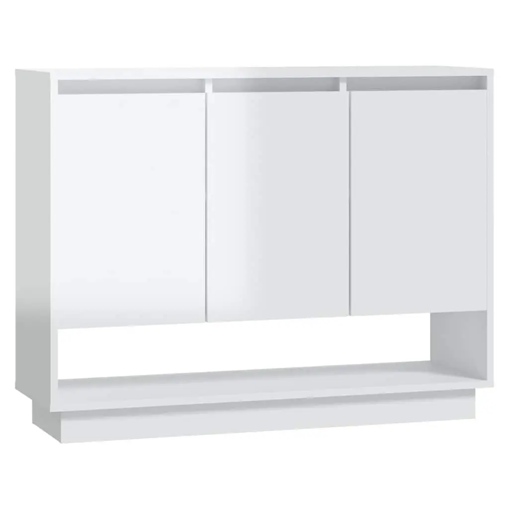 High Gloss White Sideboard Storage Cabinet with 3 Doors