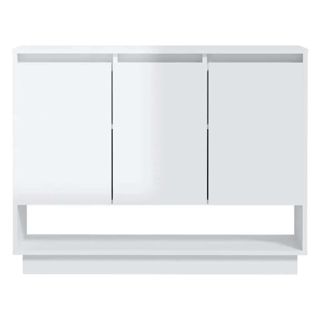 High Gloss White Sideboard Storage Cabinet with 3 Doors