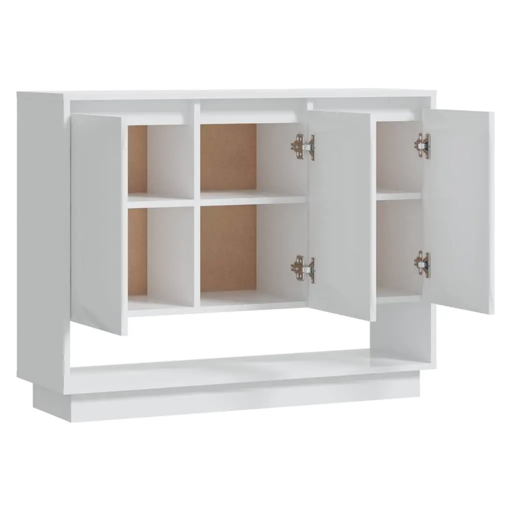 High Gloss White Sideboard Storage Cabinet with 3 Doors
