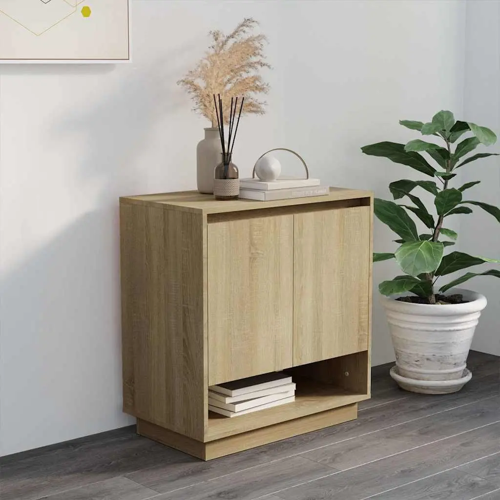 Brown Engineered Wood Sideboard with Storage Compartments