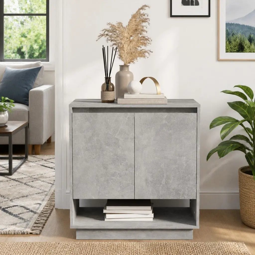 Grey Engineered Wood Sideboard Storage Cabinet