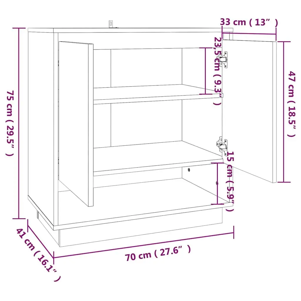 Grey Engineered Wood Sideboard Storage Cabinet