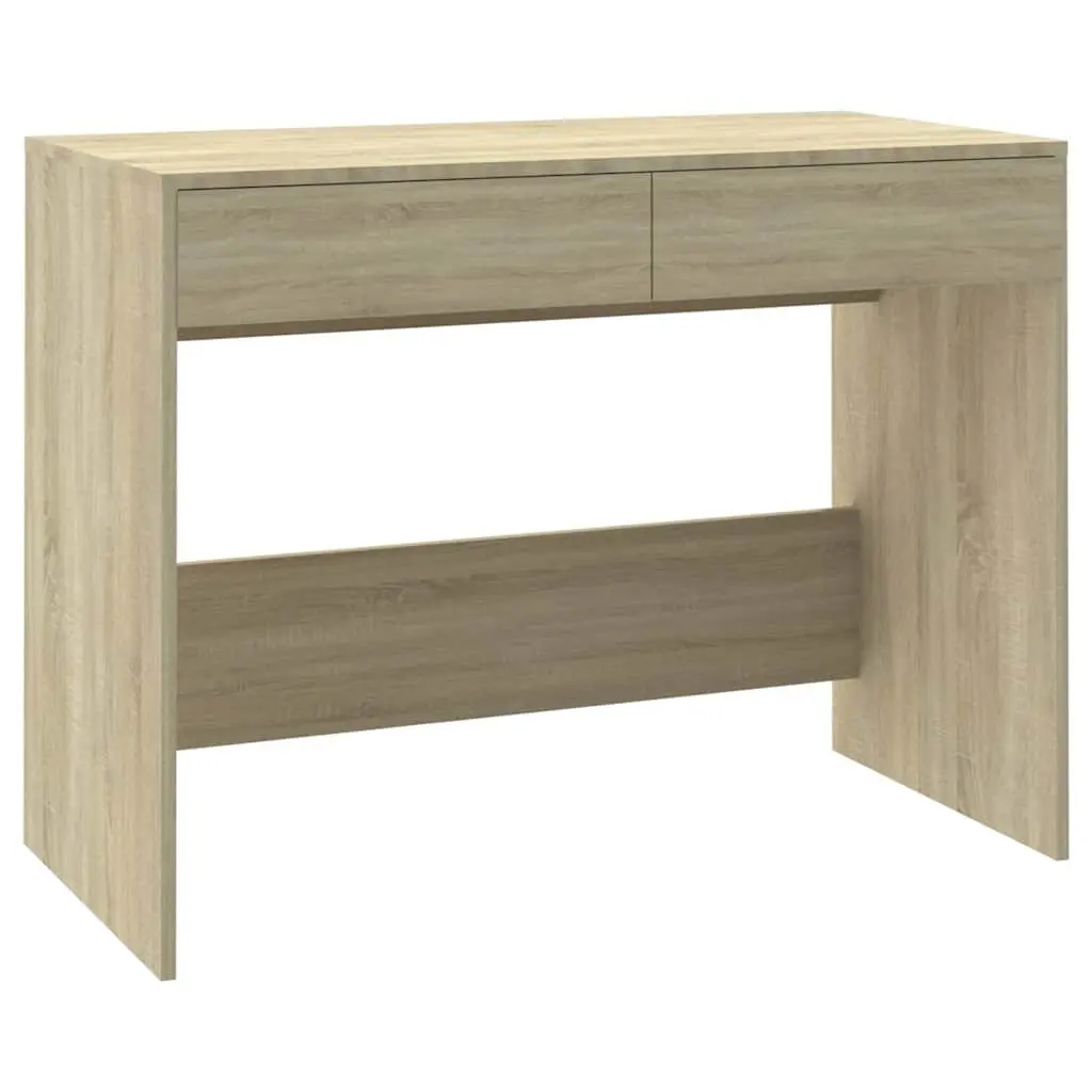 Beige Engineered Wood Office Desk with 2 Drawers