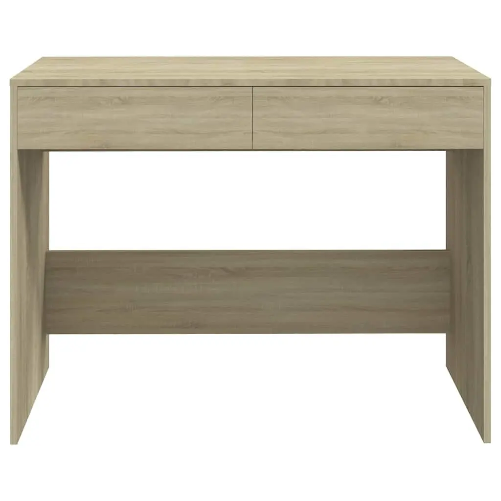 Beige Engineered Wood Office Desk with 2 Drawers