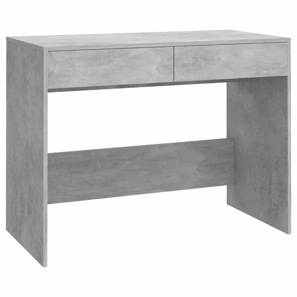 Concrete Grey Office Desk with Dual Storage Drawers