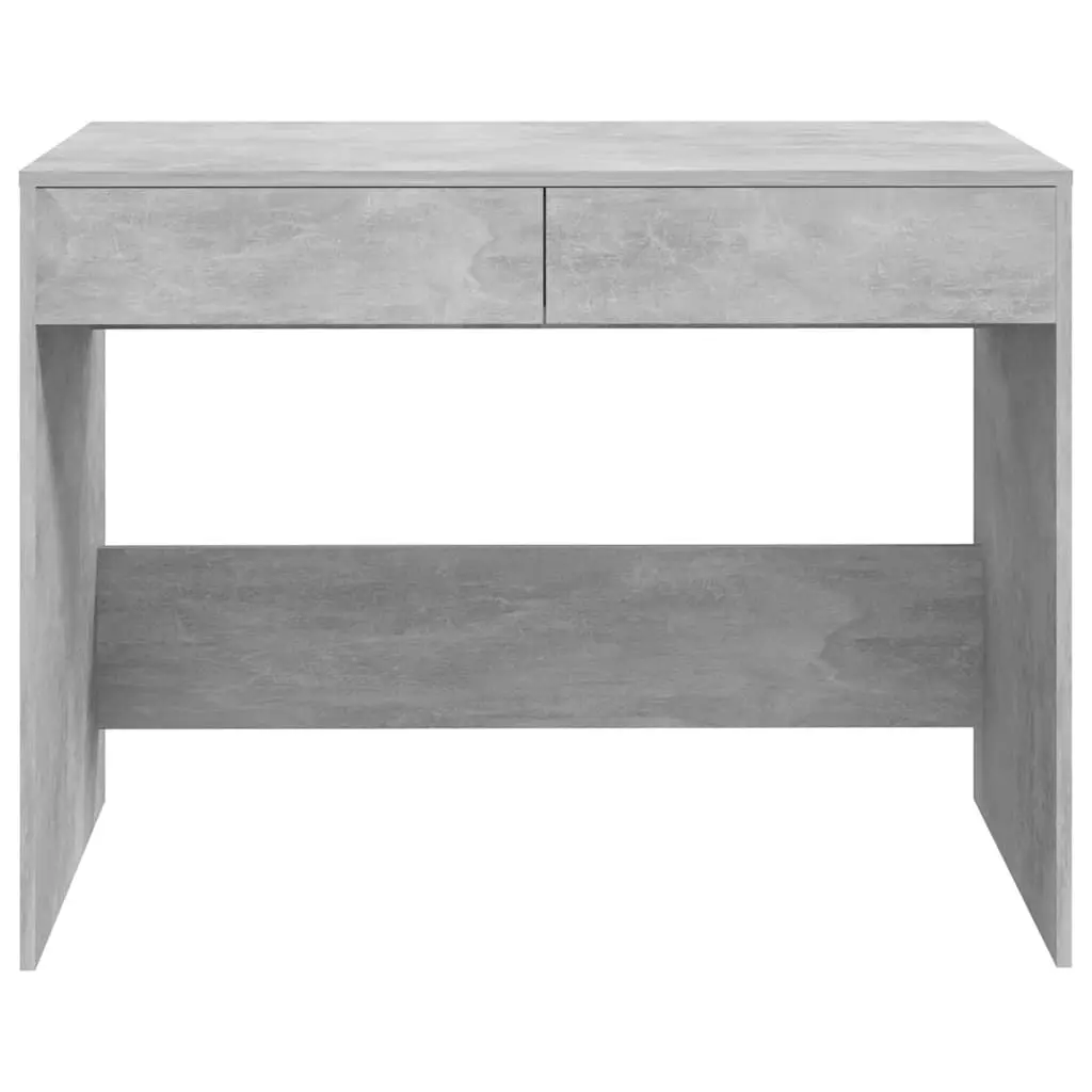 Concrete Grey Office Desk with Dual Storage Drawers