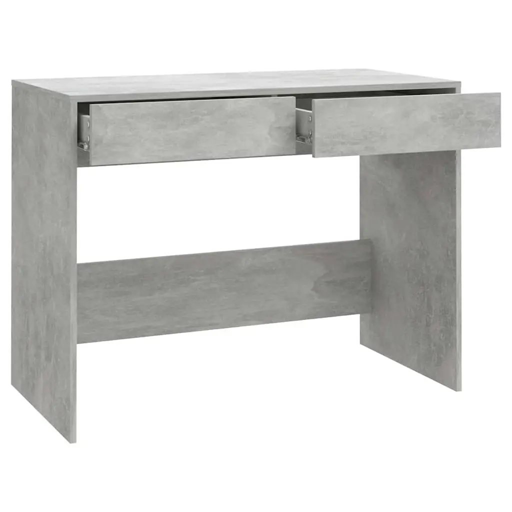 Concrete Grey Office Desk with Dual Storage Drawers