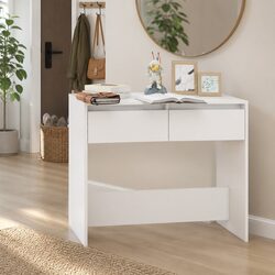 White Console Table with 2 Drawers for Storage