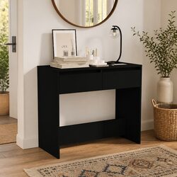 Black Console Table with Storage Drawers