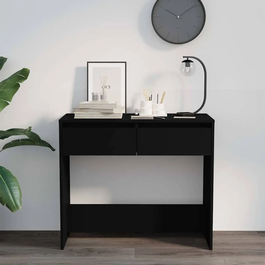 Black Console Table with Storage Drawers