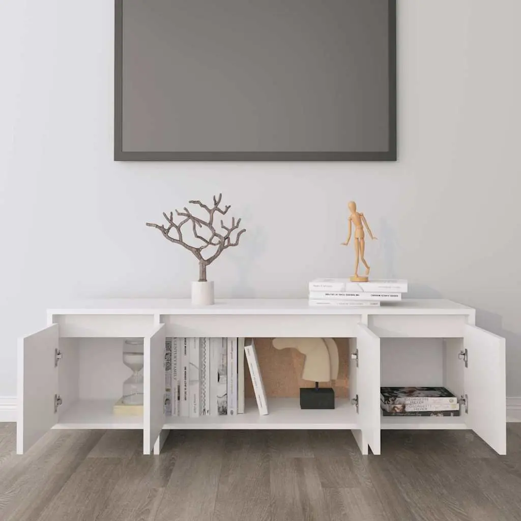 White 4 Door TV Cabinet for Living Room Storage