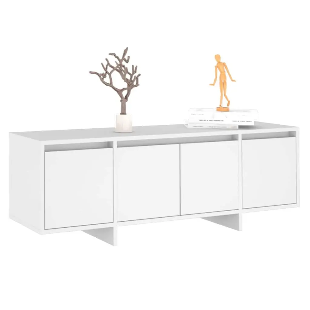 White 4 Door TV Cabinet for Living Room Storage