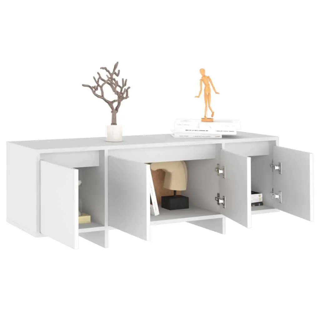White 4 Door TV Cabinet for Living Room Storage