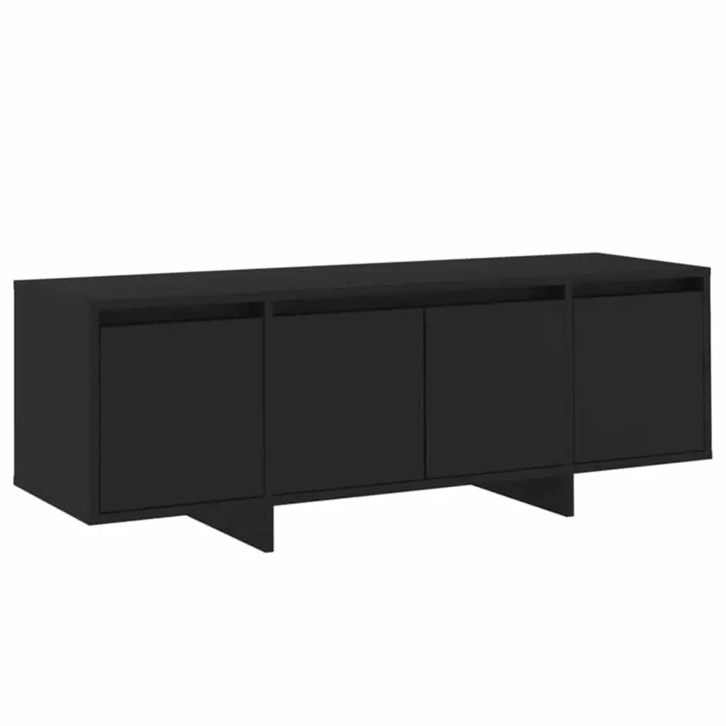 TV Cabinet Black 4-Door Lowboard Living Room Storage Entertainment Unit Engineered Wood 120 x 30 x 40.5 cm