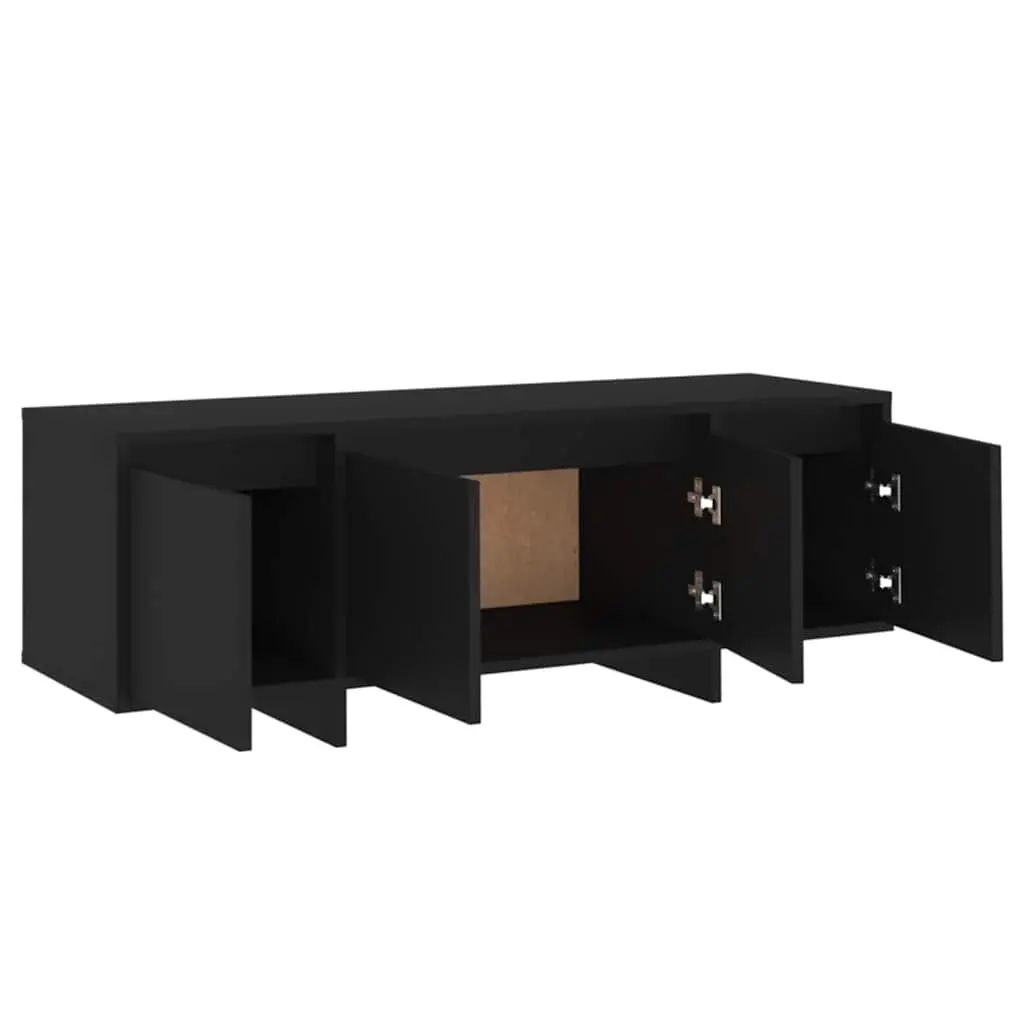 TV Cabinet Black 4-Door Lowboard Living Room Storage Entertainment Unit Engineered Wood 120 x 30 x 40.5 cm