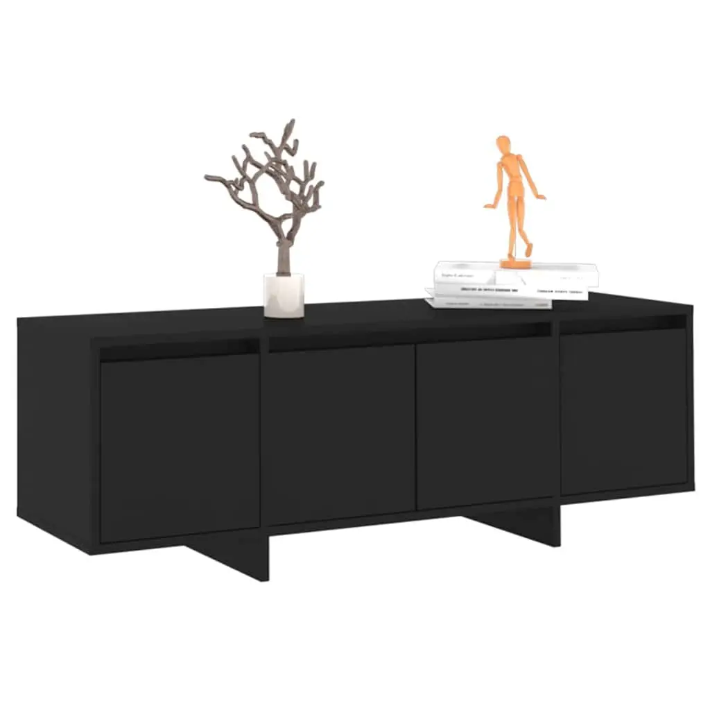 TV Cabinet Black 4-Door Lowboard Living Room Storage Entertainment Unit Engineered Wood 120 x 30 x 40.5 cm