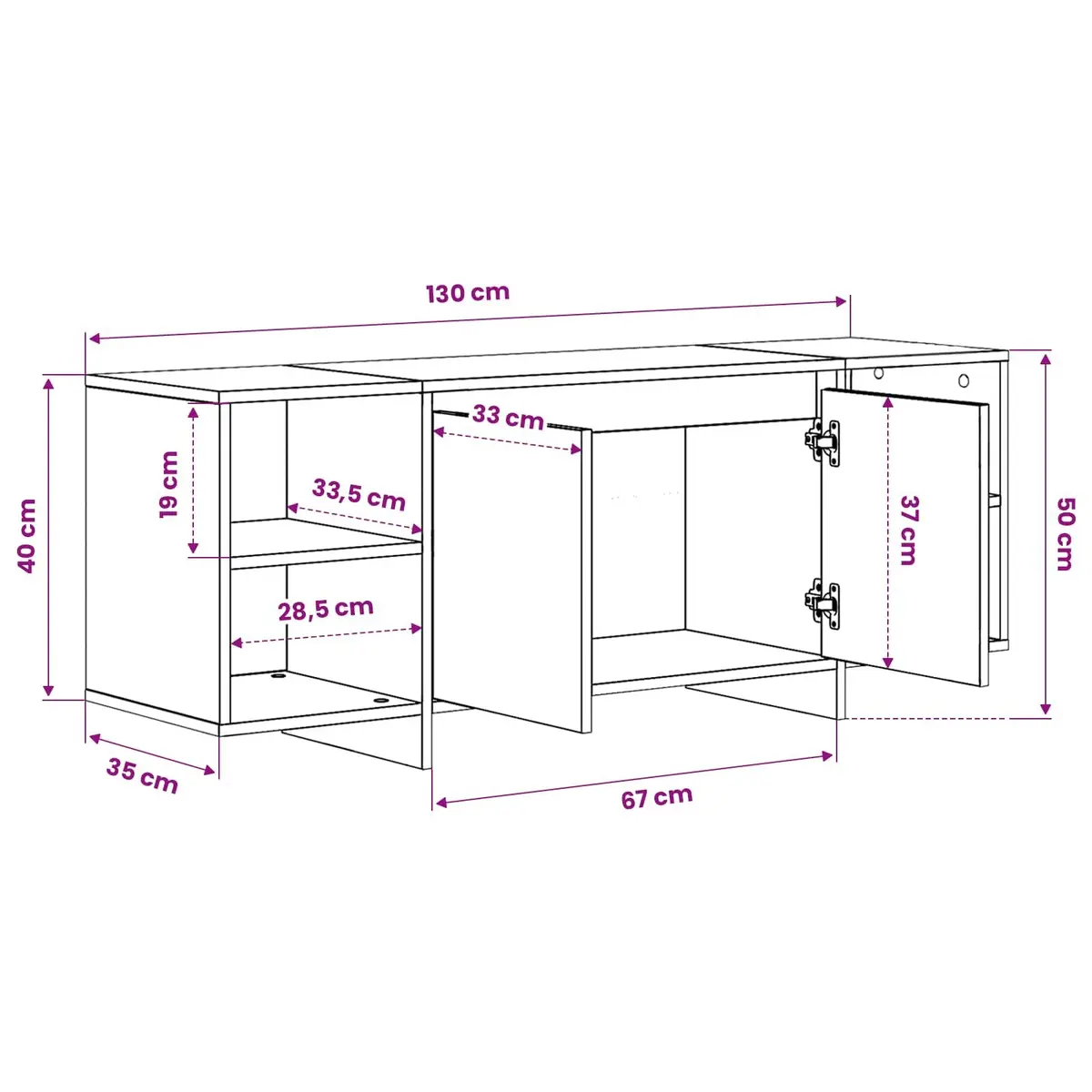 TV Cabinet White Living Room Storage Unit 130 x 35 x 50 cm Engineered Wood