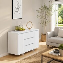 Elegant White Sideboard with 3 Drawers and 2 Doors