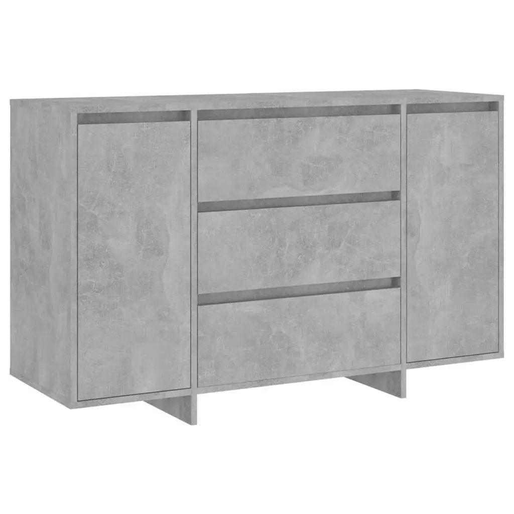 Sideboard Cabinet Grey 2 Doors 3 Drawers Engineered Wood