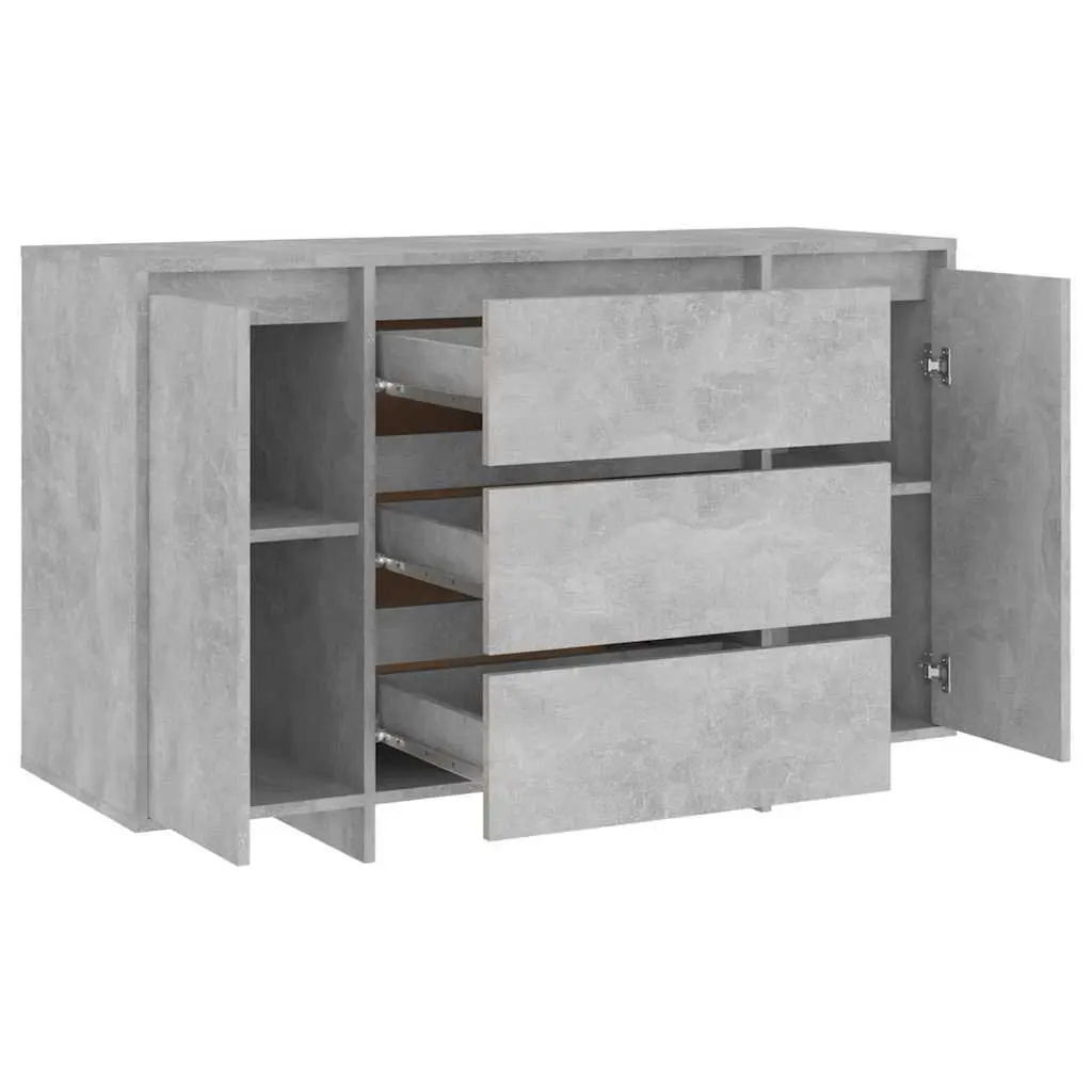 Sideboard Cabinet Grey 2 Doors 3 Drawers Engineered Wood