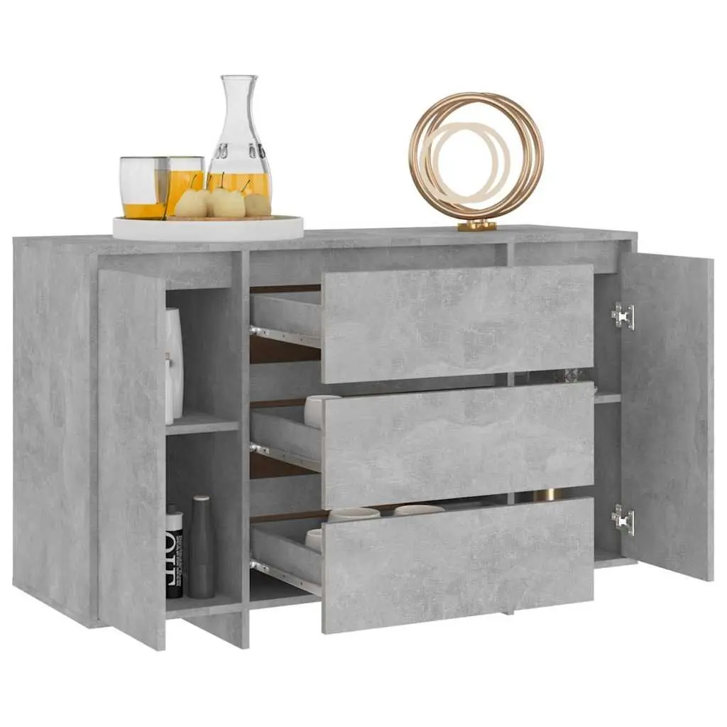 Sideboard Cabinet Grey 2 Doors 3 Drawers Engineered Wood