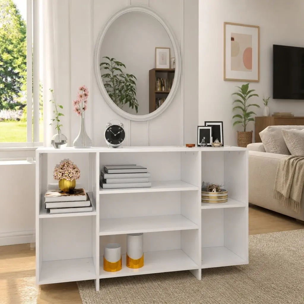 Sideboard White High Gloss 120cm Engineered Wood Modern Storage Cabinet