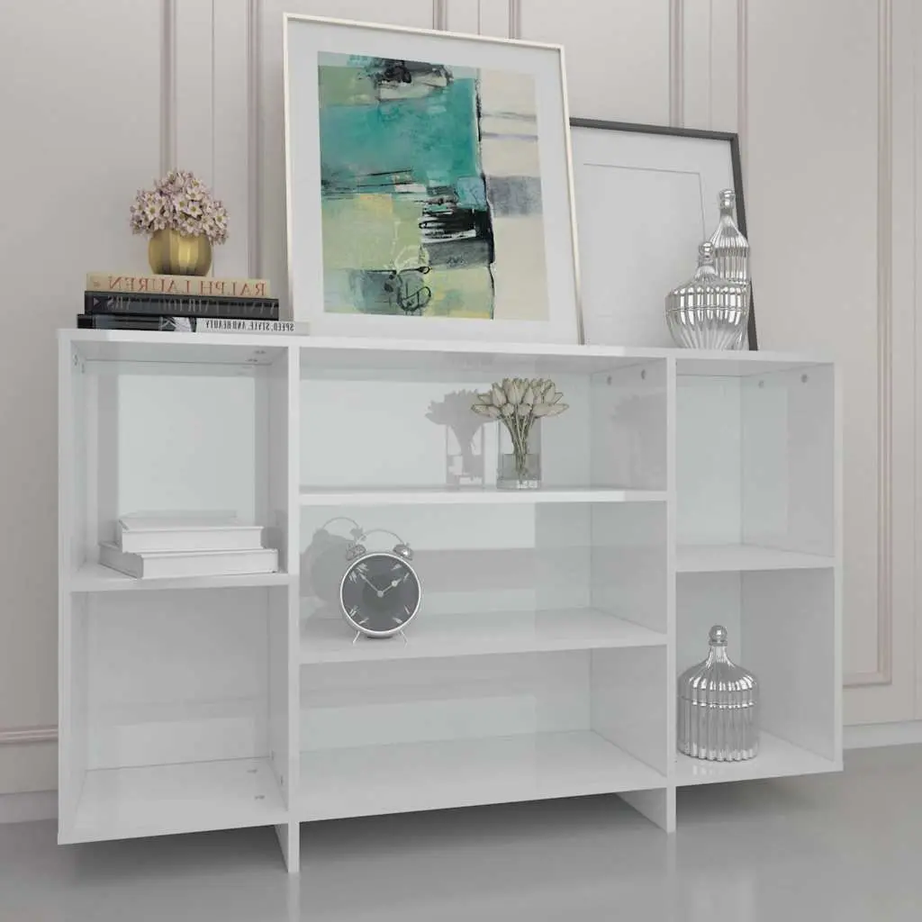 Sideboard White High Gloss 120cm Engineered Wood Modern Storage Cabinet