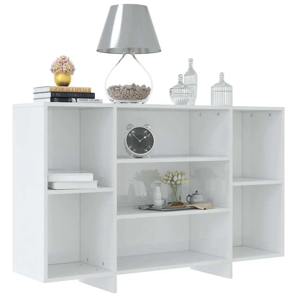 Sideboard White High Gloss 120cm Engineered Wood Modern Storage Cabinet