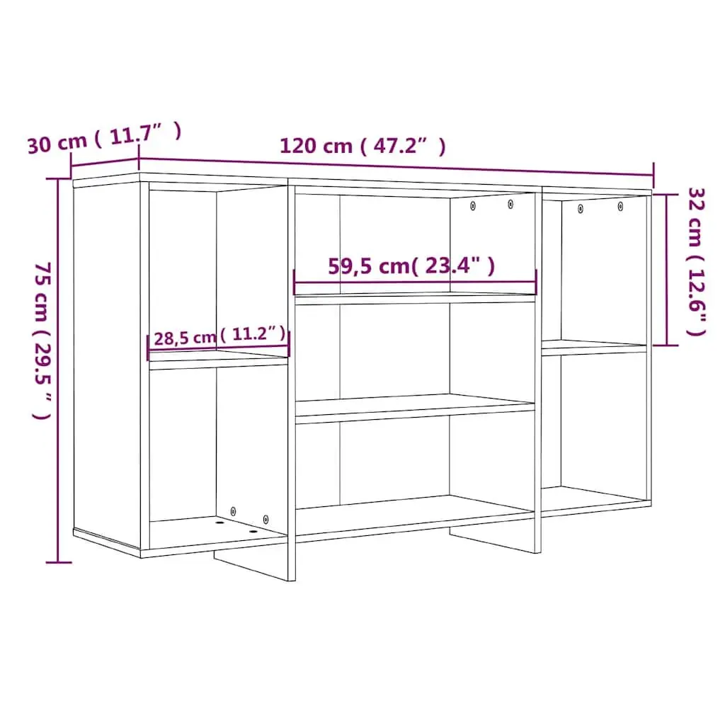 Sideboard White High Gloss 120cm Engineered Wood Modern Storage Cabinet